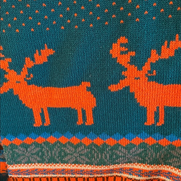 Festive Reindeer Sweater - Teal and Orange - Picture 3 of 5